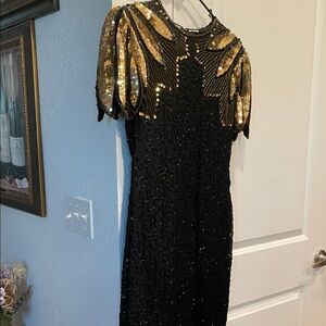 Stenay Black and Gold Sequin Dress